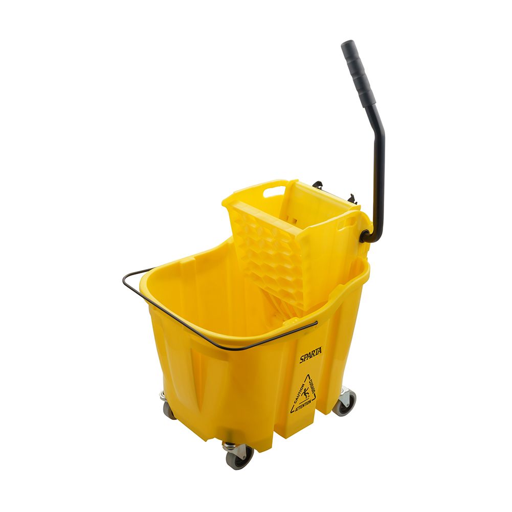 Carlisle 8690404 Yellow 35 Quart Mop Bucket with Side Press Wringer