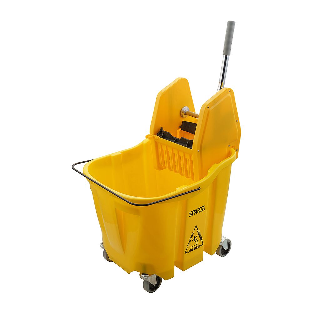 Carlisle 4690404 Yellow 35 Quart Mop Bucket with Down Press Wringer