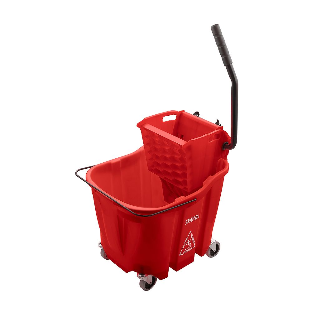Carlisle 8690405 Red 35 Quart Mop Bucket with Side Press Wringer