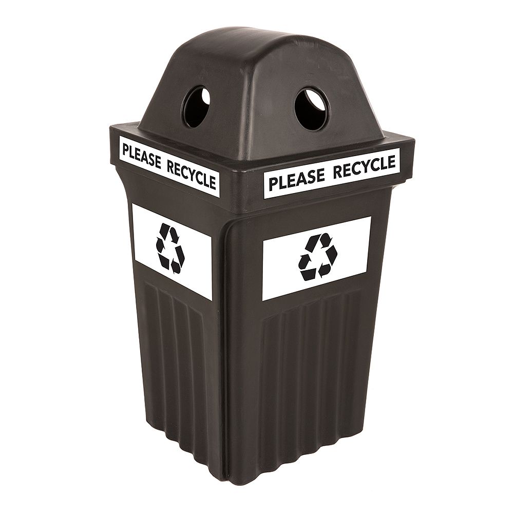 Iowa Rotocast 3201386 Black Single Recycle Container with Graphic