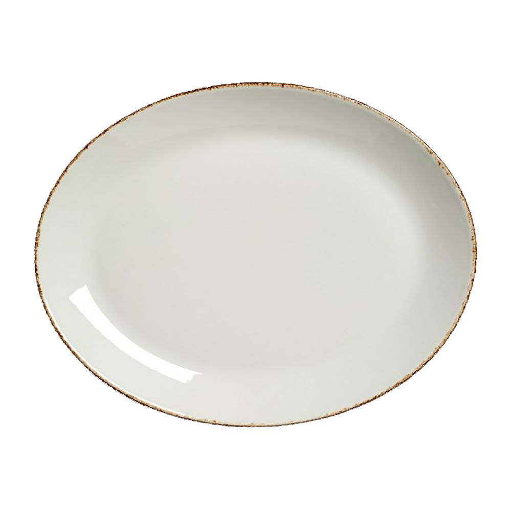 Steelite 17140142 Brown Dapple Oval Coupe Platter - 12 / CS | Wasserstrom