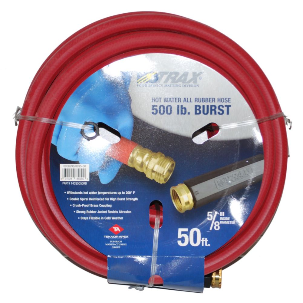 Notrax 724-311 50' x 5/8" Red Rubber Hot Water Hose