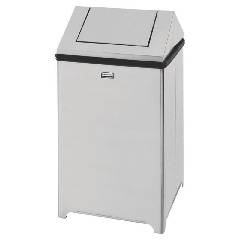 Rubbermaid FGT1414SSPL WasteMaster Hinged Top 14 Gallon Trash Can 