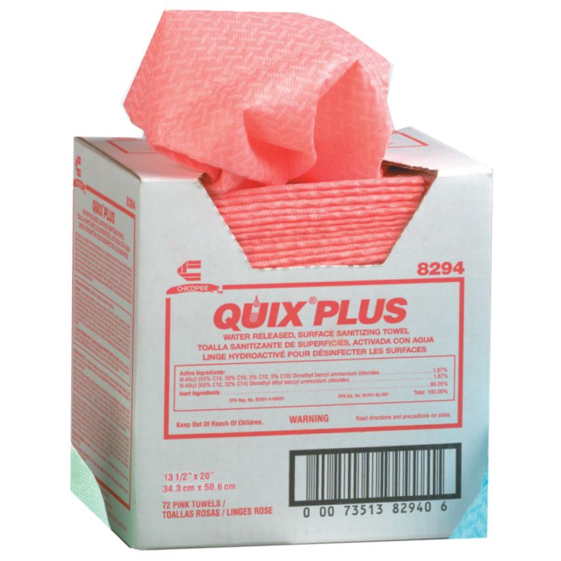 Chicopee 8294 Quix® Plus Pink Sanitizing Towels - 72 / CS