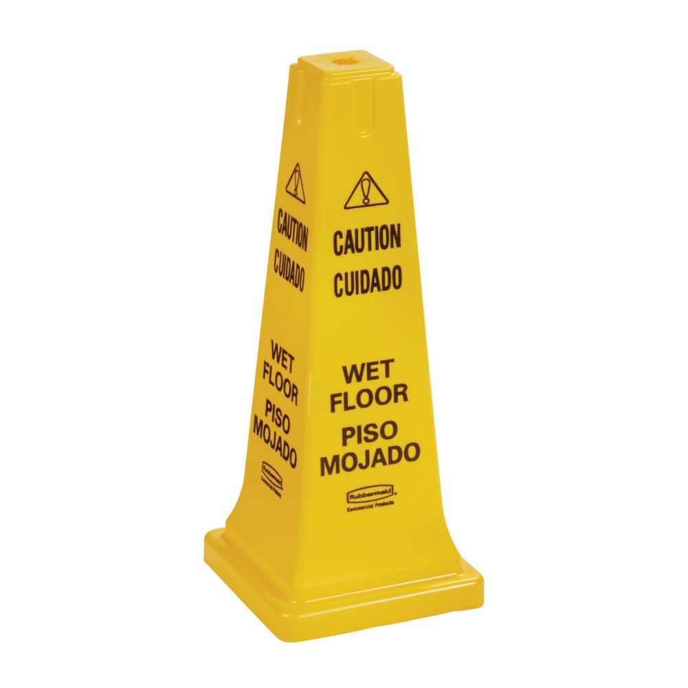Rubbermaid FG627777YEL Multilingual 26 In. Wet Floor Safety Cone