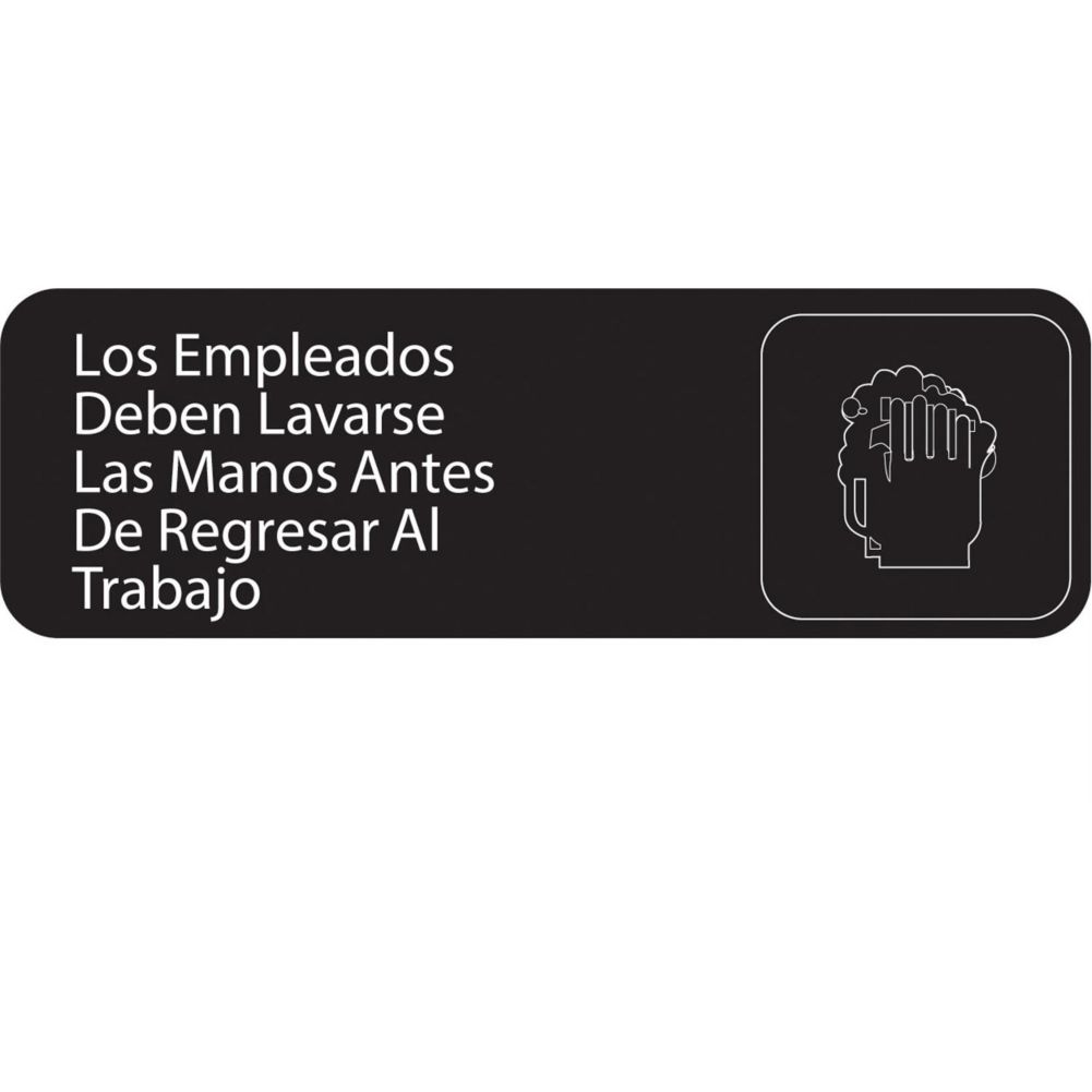 Traex 4531 Spanish EMPLOYESS MUST WASH HANDS Sign with White Letters