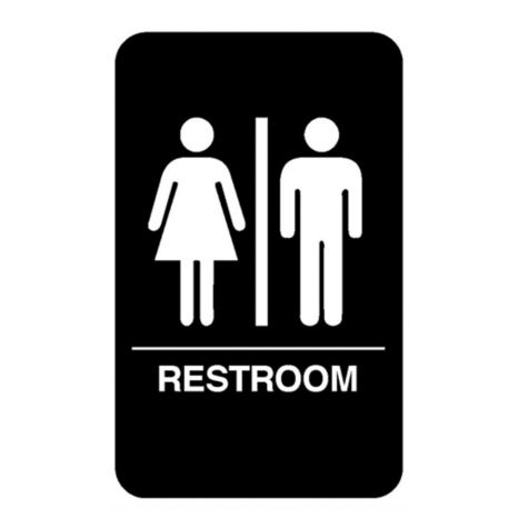 Traex® 5633 Black Restroom Braille Sign For Unisex Restroom 