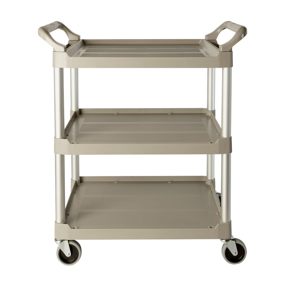 Rubbermaid FG342488PLAT 3-Shelf Utility Cart with Swivel Casters