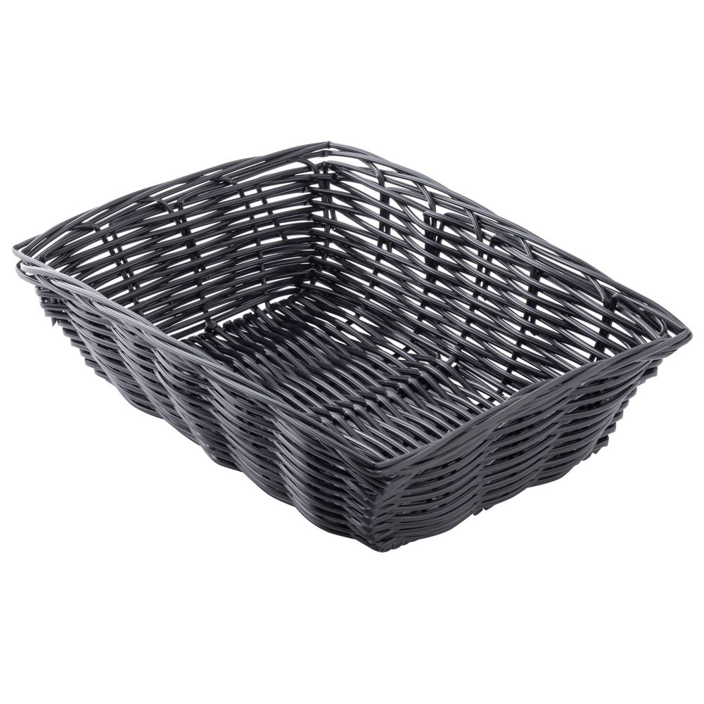 TableCraft 2472 Black 9" x 6" Rectangular Woven Plastic Basket - Dozen