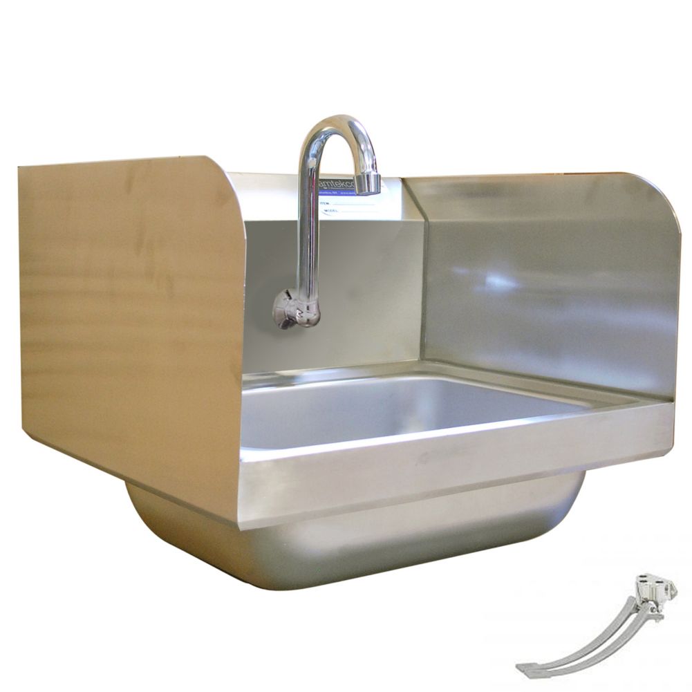 Amtekco DH18D Foot Valve Wall Mount Hand Sink with Side Splashes