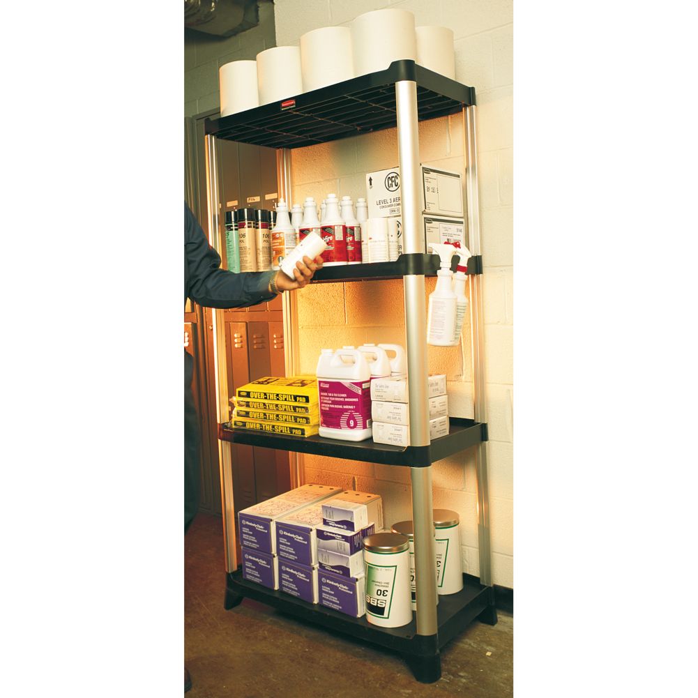 Rubbermaid Black 4Shelf Shelving Unit, 35" x 20" Wasserstrom