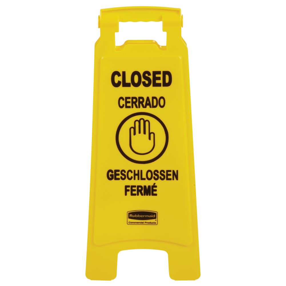 Rubbermaid FG611278 Multilingual 2-Sided Closed Safety Sign