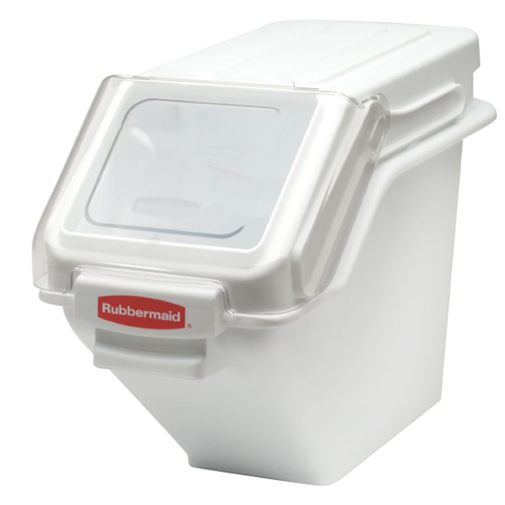 Rubbermaid White 100 cup Safety Storage Bin w/ 2 cup Scoop 