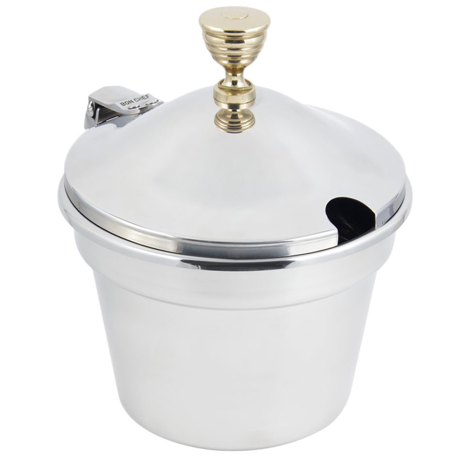 Bon Chef 5214WHC Plain Stainless 11 Qt. Soup Tureen with Hinged Cover