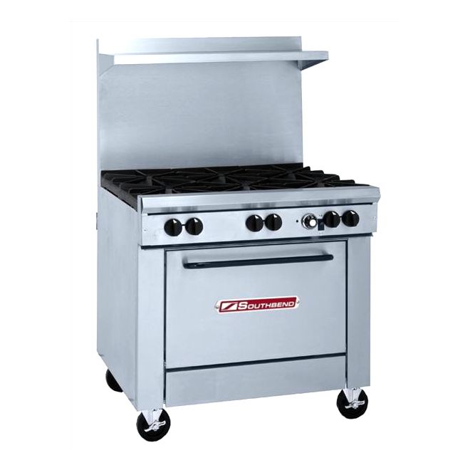 Southbend S36D 6 Burner 36" Gas Range with Oven and Casters Wasserstrom