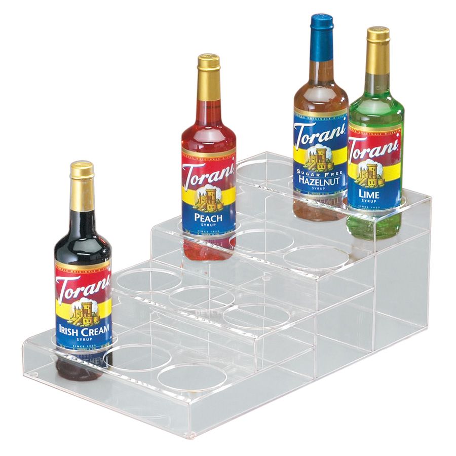 Cal-Mil P297 Clear Acrylic 4-Tier 12-Bottle Syrup Merchandiser